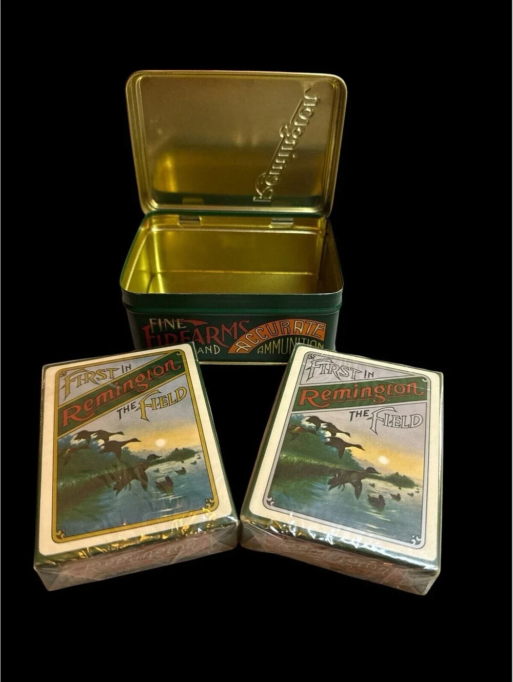 Remington Sportsmen's Playing Cards - First In The Field New in original Tin